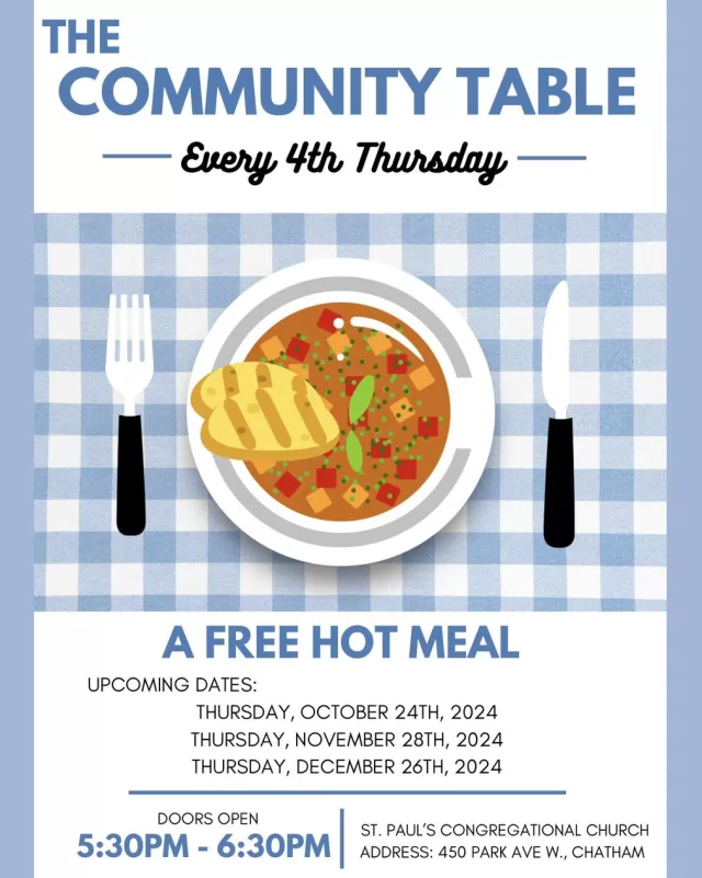 ✨THIS THURSDAY ✨
This weeks featured meal is Grandma’s Goulash 😋
📍St. Paul’s Congregational Church 
450 Park Ave W., Chatham 
Doors are open from: 5:30pm - 6:30pm 
Bring the family, and come enjoy a hot meal FREE‼️