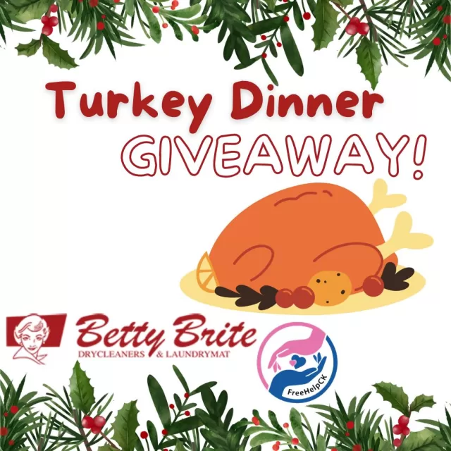 FreeHelpCK and Betty Brite Dry Cleaners & Coin Laundry have teamed up to offer a complete Christmas dinner with all the fixings, to FOUR local families in need, or just getting by. 
✨To Enter ✨
Visit Betty Brite (108 Keil Dr. S.) in person and fill out a ballot
- Or -
Comment below ⬇️ what your favorite Christmas tradition is, and we will add your name to be entered to win! 
Our 4 lucky winners will be announced LIVE Dec 20th, Pick up available Dec 22nd