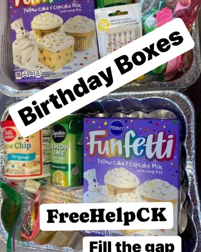 🎉🌟 Did You Know We Have new program 💕Fill The Gap 
Free Birthday Bags? 
Birthdays are special, and we believe everyone deserves to celebrate theirs with joy, no matter the circumstances. That's why we're thrilled to offer FREE Birthday Bags for your child who is in need! 🥳🎁 no child left behind
Each Birthday Bag is packed with love and includes:
🎂 Cake Mix to bake that perfect cake
🍰 Delicious Icing to top it off
🕯️ Candles to light up your wishes
🎈 Balloons to bring the party to life
If you or someone you know could use a Birthday Bag, please don’t hesitate to reach out! 
✉️ Email us at info@freehelpck.ca. 
and let us sprinkle some love and magic on your child's special day! 💌💖
Help us spread the word by sharing this post! Together, we can make every birthday a celebration to remember, filling it with smiles and sweet moments. 🌈✨ #CelebrateWithLove #BirthdayMagic #SpreadTheJoy #CommunityKindness 
Thank you for being a part of this incredible journey. Let’s uplift each other and fill our days with happiness and hope! 🎶🌟 #TogetherWeCan #freehelpck #MakingADifference  #fillthegap