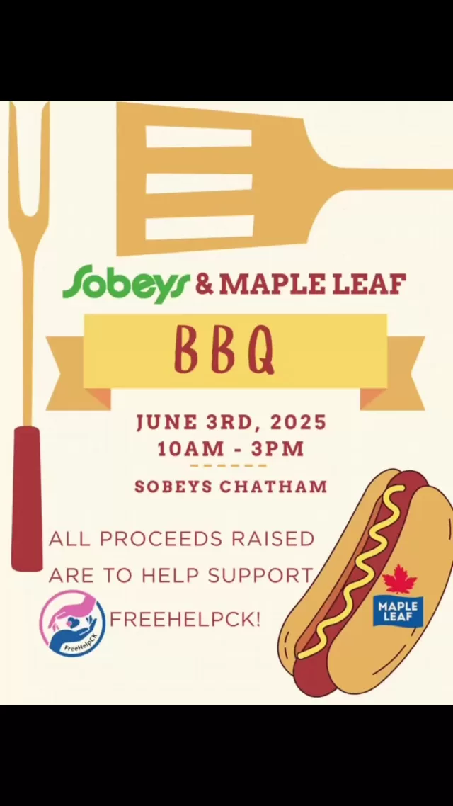 A heartfelt thank you to Sobeys and Maple Leaf Foods Natural Top Dogs for hosting today’s BBQ in support of FreeHelpCK’s Operation Backpack! 🎒 We’re incredibly grateful to everyone who stopped by for lunch—your generosity helped us raise $482 in just one day!Thank you to all who made this event possible. Your support truly makes a difference!  #TogetherWeCan #freehelpck #MakingADifference #ckcomingtogether #thankyou #sobeyschatham #mapleleaftopdogs #operationbackpack2025