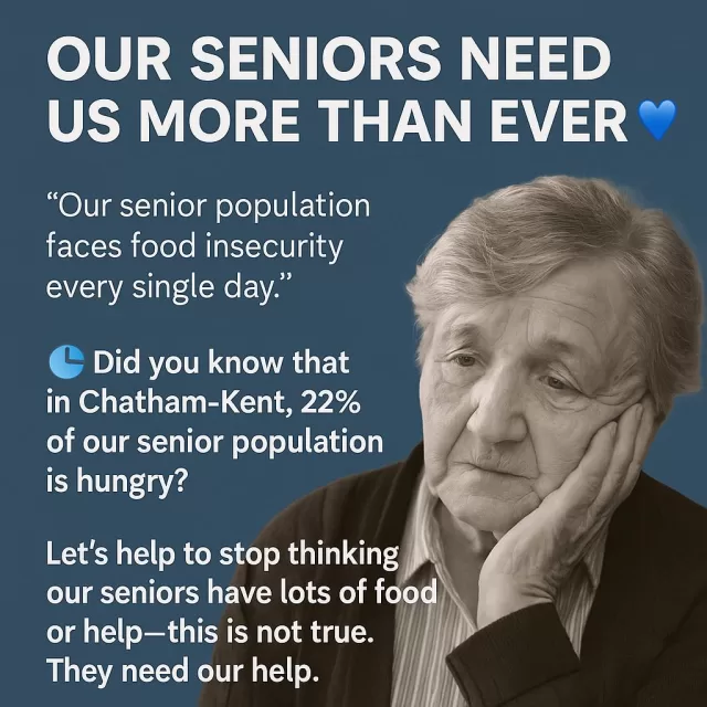 Our Seniors Need Us More Than Ever 

So many people don’t realize the silent struggle happening all around us — our senior population faces food insecurity every single day.

Many of our elderly neighbours can’t go out to work because of health or age. They make sure their bills are paid first, and then… there’s often nothing left for food. 

Some go entire days eating little or nothing, never asking for help because they believe someone else needs it more.

Yes, we have struggling families and those facing homelessness — but our seniors carry a unique disadvantage. They often don’t have access to social media or online resources. Many don’t know where to turn, and some simply have no one checking in on them.

📊 Did you know that right here in Chatham-Kent, 22% of our senior population is hungry?
That means almost 1 in 4 older adults is struggling just to have enough to eat.

It’s time we stop assuming our seniors have plenty of help or food — because sadly, that’s not true.
They need us. They need you. They need community. 

Let’s come together to make sure no senior in Chatham-Kent is forgotten or hungry.
Together, we can bring compassion in action and hope for every heart. 

📖 “And be kind to one another, tenderhearted, forgiving one another, even as God in Christ forgave you.” — Ephesians 4:32

#FreeHelpCK #SeniorMeals #CommunityCare #CompassionInAction #HopeForEveryHeart #ChathamKent #EndSeniorHunger
