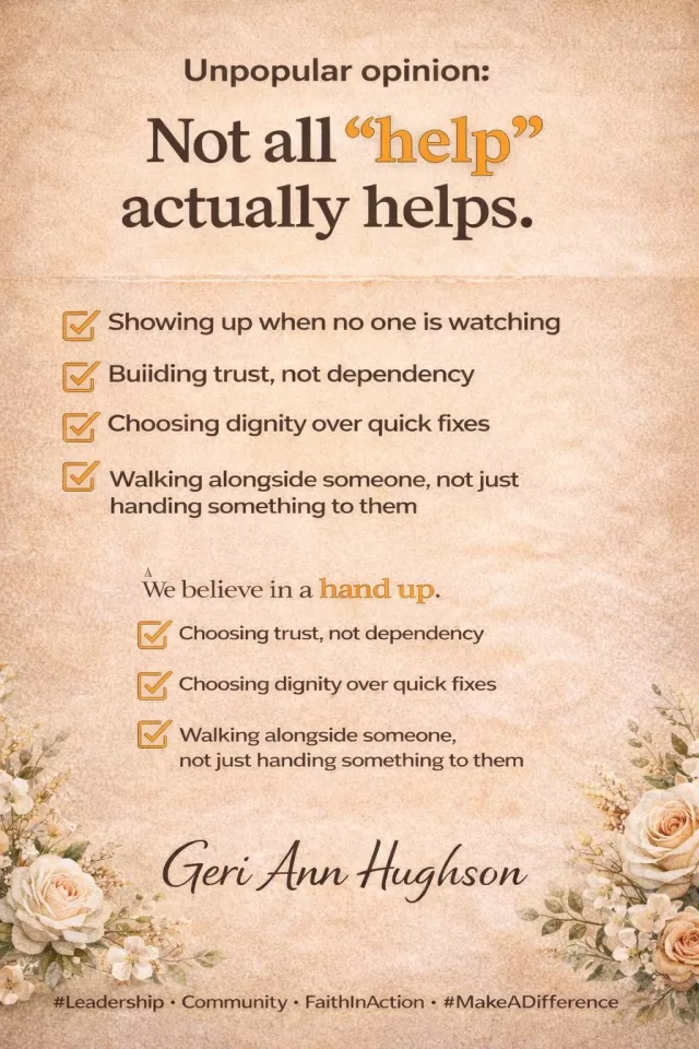Unpopular opinion:
Not all “help” actually helps.

Sometimes we give to feel good.
Sometimes we show up for the photo.
Sometimes we fix the surface… but never touch the root.

I’ve seen it.

And I’ve also seen what real help looks like.

It looks like:
 • Showing up when no one is watching
 • Building trust, not dependency
 • Choosing dignity over quick fixes
 • Walking alongside someone, not just handing something to them

At FreeHelpCK, we don’t believe in handouts.

We believe in a hand up.

Because people don’t need to be “saved”…
They need to be seen, supported, and given the opportunity to stand again.

And let me be honest…

Some days are heavy.
The need keeps growing.
The stories stay with you.

But then you see:
A senior smiling again.
A young person walking into school with confidence.
A family catching their breath for the first time in a long time.

And you remember why you started.

“Carry each other’s burdens…” – Galatians 6:2

If you’re in a position to make a difference — don’t just do something.

Do something that matters.

#Leadership #Nonprofit #CommunityImpact #ChathamKent #FaithBased #PurposeDriven #MakeADifference