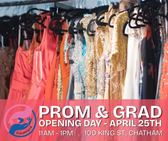 ✨ Our Prom & Grad Project Second Opening Day is happening this Saturday, April 25th from 11:00 AM to 1:00 PM at 100 King St., Chatham!

We’re so excited to welcome more students in to shop FREE prom and grad attire, including dresses, suits, shoes, and accessories for their special day.

No appointment needed, just come in and shop!

If you or someone you know is still looking for the perfect outfit, we’d love to help make prom and grad a little more special 💛

#FreeHelpCK #PromAndGradProject #ChathamKent #Grad2026 #Prom2026 #CommunitySupport
