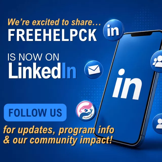 We’re excited to share that FreeHelpCK is now on LinkedIn 💛

As we continue to grow, this gives us another way to connect with our community, local businesses, and partners who help make everything we do possible.

Follow along to stay updated on our programs, impact, and ways you can get involved.

Click here 🔗 https://www.linkedin.com/company/freehelpck/