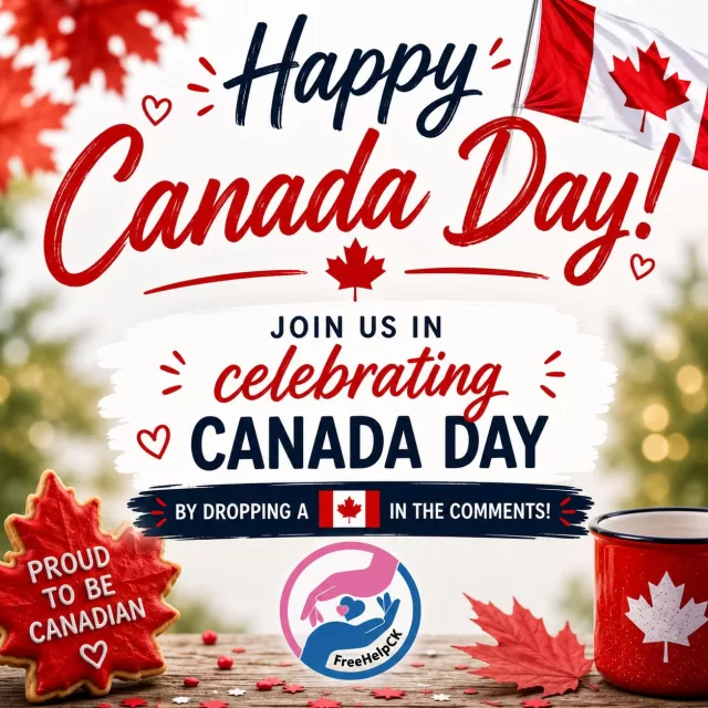 Happy Canada Day from all of us at FreeHelpCK! ❤️

Today we celebrate the beautiful country we call home and the incredible communities that make Canada so special.

Join us in celebrating Canada Day by dropping a 🇨🇦 in the comments! We’d love to see our community come together and show their Canadian pride.

Wishing everyone a safe, happy, and memorable Canada Day! ❤️

#HappyCanadaDay #CanadaDay #FreeHelpCK
