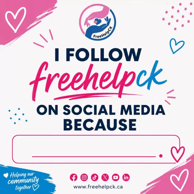 📣 We want to hear from you!

Complete the sentence:

“I follow FreeHelpCK on social media because ________.”

✨Is it our community resources? 
✨The heartwarming stories? 
✨Volunteer opportunities? 
✨Local events? 
✨Or something else?

Leave your answer in the comments. Your feedback helps us continue creating content that matters most to our community💗

#FreeHelpCK #ChathamKent #CommunitySupport #TogetherWeCan #YourVoiceMatters