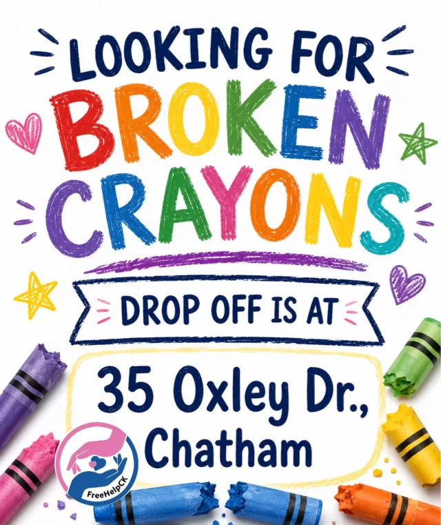 🖍️ Do you have broken crayons sitting in a drawer at home? Don’t throw them away!

We’re looking for broken crayons to help support two other amazing local organizations Engineering For Kids of Windsor / Chatham and STEAM Access Initiative 

As part of their hands-on activities, they teach children how to repurpose broken crayons into something new, fun, and creative, showing kids the importance of creativity, sustainability, and thinking outside the box🌈♻️

If you’d like to help, simply drop off your broken crayons at:
📍 35 Oxley Dr., Chatham

It’s a small donation that can make an big impact for local children. Thank you for helping us support another wonderful organization in our community! ❤️

#FreeHelpCK #EngineeringForKids #STEAM #CommunityHelpingCommunity