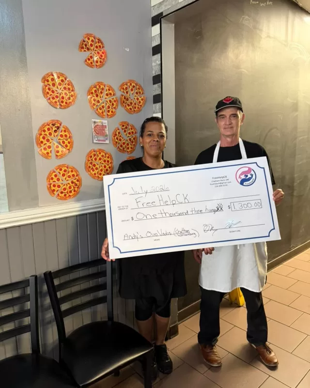 Some of the greatest acts of kindness happen over a shared meal🥰

Over the months of May and June, our community came together in support of FreeHelpCK’s Sponsor A Senior Meal Fundraiser 🍕 with Andys place and Quo Vadis Pizzeria in Chatham and Wallaceburg. Because of your generosity, we are so honoured to share that $1,300.00 was raised, providing 130 meals 🍽️ for local seniors through our Senior Hope Meals program✨

For many of the seniors we visit each week, these meals are about so much more than food. They are

..a friendly face and a meaningful visit.
..a warm meal to brighten their day.
..a reminder that they are valued and cared for.
..a sense of connection and community.

It is also our pleasure to announce that Andy’s Place and Quo Vadis Pizzeria have chosen to continue this initiative on an ongoing basis, allowing individuals to continue giving back and supporting local seniors in a meaningful way💛

From the bottom of our hearts, THANK YOU🙏🏻 to everyone who donated, shared, and supported this fundraiser. Your kindness is helping ensure that our seniors continue to feel loved, remembered, and connected.

#FreeHelpCK #SeniorHopeMeals #SponsorASeniorHopeMeal #ThankYou #CommunityHelpingCommunity