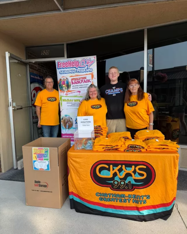 ☀️ WAMBO is underway and we’re here with 99.1 CKXS - Chatham-Kent's Greatest Hits until NOON!

Heading down to WAMBO this morning? Bring along a new backpack or school supplies for FreeHelpCK’s Operation Backpack and CKXS will hook you up with a T-shirt as a thank-you! 👕🎒 (While supplies last!)

It’s a beautiful morning to get out, enjoy WAMBO and help us fill some backpacks for local students! ❤️

Come find us and make your WAMBO stop count!