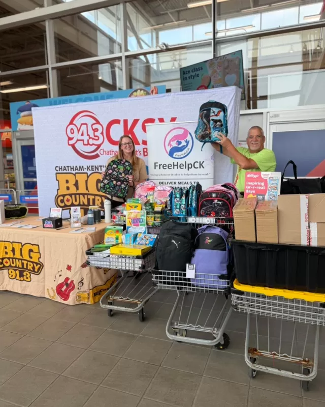A HUGE THANK YOU to Real Canadian Superstore Chatham! ❤️🎒

We are incredibly grateful for their generosity and for welcoming FreeHelpCK to their location today to collect donations for Operation Backpack.

Thanks to the amazing support we received, we filled THREE shopping carts with school supplies backpacks, crayons, pencils and so much more! ✏️📚🎒

We’re so grateful to the Real Canadian Superstore team for welcoming us and supporting this initiative, and to Country 91.3FM CFCO for joining us today, helping spread the word and encouraging our community to get involved.

And of course, THANK YOU to every single person who stopped by and donated. Every item collected will help a child in Chatham-Kent head back to school with the supplies they need❤️

Days like today are a wonderful reminder of what can happen when local businesses, local media and our community come together🥰🙏🏻

#FreeHelpCK #OperationBackpack #ThankYou #SuperstoreChatham #BacktoSchool