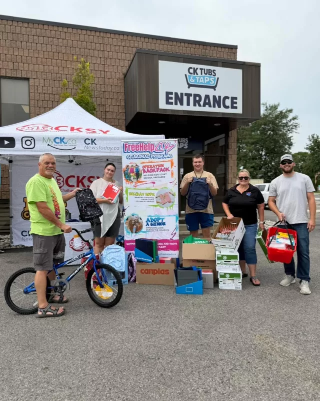 A HUGE thank you to Cool Radio Canada and the Summer Road Crew, as well as CK Tubs and Taps, for welcoming FreeHelpCK today and helping us collect donations for Operation Backpack!🎒❤️

We continue to be incredibly blessed by the generosity of our community. Today, we received $60 in monetary donations, along with an amazing abundance of brand-new backpacks, school supplies, binders, pencils, pens and more!

Every single donation helps us prepare another student to head back to school feeling confident, prepared and excited for the year ahead✏️📚

To everyone who stopped by, donated, shared our message or simply took the time to learn more about Operation Backpack, thank you from the bottom of our hearts. Your kindness is what makes days like today such a success and programs like this possible.

And another heartfelt thank you to the teams at Cool FM, the Summer Road Crew and CK Tubs & Taps for giving us the opportunity to be there today and supporting what we do. We are so grateful! 🙏🏻