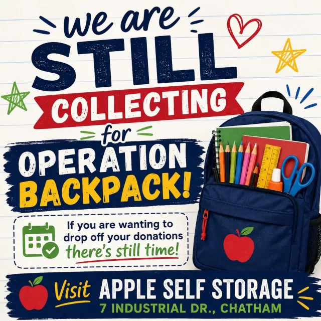 🎒 WE’RE STILL COLLECTING! ✏️📚

There’s still time to help us with Operation Backpack as we work toward providing even more local children with the supplies they need to head back to school prepared! 

If you have new backpacks, lunch bags, pencil cases or school supplies you’d like to donate, you can still drop them off at:

📍 Apple Self Storage
7 Industrial Dr., Chatham

Every backpack, pencil, notebook and school supply helps us get one step closer to our goal. Thank you, Chatham-Kent, for continuing to show up for local kids! 🎒❤️

#FreeHelpCK #OperationBackpack #ChathamKent #BackToSchool