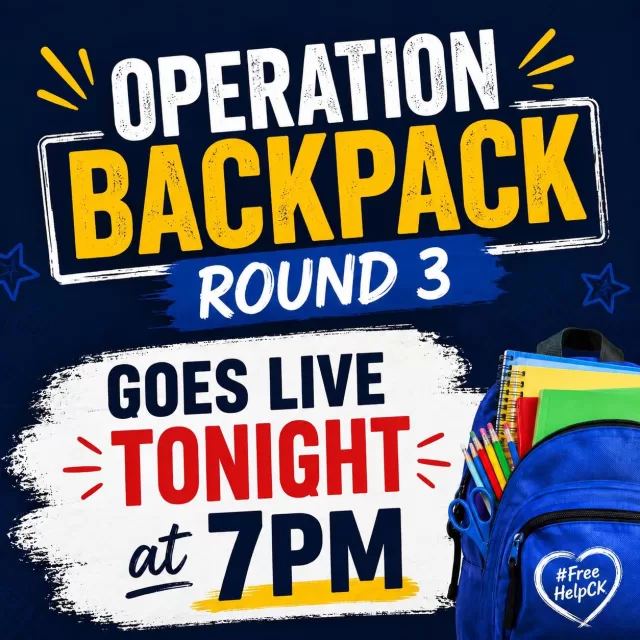 🎒 ROUND 3 GOES LIVE TONIGHT AT 7PM! 🎒

We’re excited to announce that additional backpacks have become available through FreeHelpCK’s Operation Backpack program!

⏰ The application link will be posted TONIGHT at 7:00 PM right here on our Facebook page.

📍 PLEASE NOTE: ROUND 3 IS FOR CHATHAM PICKUP ONLY!

Chatham Pickup:
📅 Thursday, August 27th
⏰ 12:00 PM – 2:00 PM
📍 100 King St., Chatham (inside the FreeHelpCK Store)

🚨 IMPORTANT REMINDERS:
• If you already applied during a previous round, please DO NOT apply again. We have your application on file.

• Your child’s health card is required at pickup. If a friend or family member is picking up on your behalf, they must have a copy of your child’s health card.

Applications will be available while supplies last.

Please help us spread the word by sharing this post with families across Chatham-Kent! ❤️

#FreeHelpCK #OperationBackpack #ChathamKent #BackToSchool #CommunityHelpingCommunity