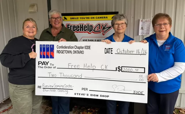 $2,000 WORTH OF KINDNESS, COMPASSION & HOPE! 

Some donations touch more than our programs… they touch our hearts. 

From the bottom of our hearts, THANK YOU to the IODE Ridgetown - Confederation Chapter  for their incredible $2,000 donation to FreeHelpCK!

Behind every dollar is a senior who feels less forgotten, a family struggling to put food on the table, and someone in our community who desperately needs to know they are not alone. ❤️

Your generosity is more than financial support. It is a reminder that there are beautiful people with hearts full of compassion who truly care about their neighbours.

Because of kindness like yours, we can continue turning struggles into hope and reminding people that they matter. 🥹

📸 Pictured: Geri Ann and Kim from FreeHelpCK with Marian and Brenda from Confederation Chapter IODE Ridgetown.

“Let all that you do be done in love.” — 1 Corinthians 16:14 🙏

❤️ Thank you for being a blessing to so many lives. You may never meet the people you’ve helped, but please know your kindness will be felt.

#FreeHelpCK #IODE #Ridgetown #CommunityKindness #BlessedToBeABlessing #GivingHope #ChathamKent