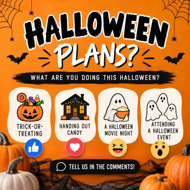 🎃👻 Halloween is almost here, and we want to know what your plans are!

Will you be out trick-or-treating, handing out candy, enjoying a spooky movie night, or attending a Halloween event? 🍬

👇Whatever your plans may be, we want to hear from YOU! Tell us what you’re up to in the comments!

Happy Halloween! 🧡🎃